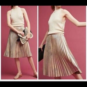Anthropologie Maeve metallic pleated skirt-shimmer